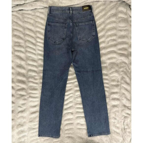 Express Jeans Womens 2 Blue Super High Rise Slim Ankle Medium Wash Stretch Denim - Picture 2 of 10